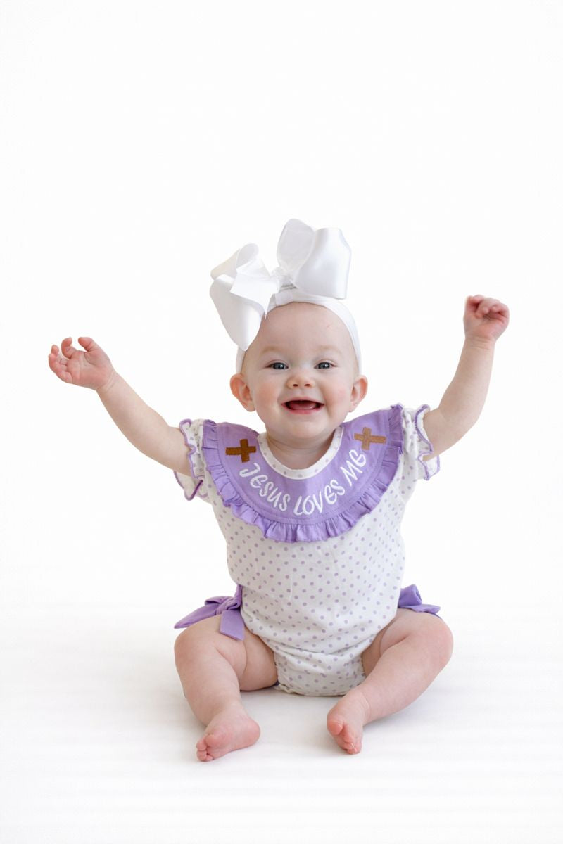 Purple Jesus Loves Me Romper