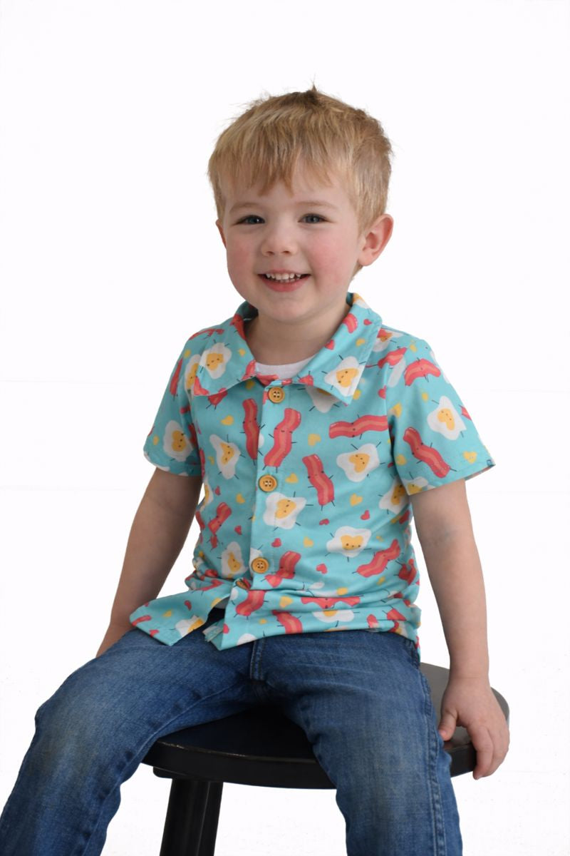 Eggs & Bacon Button Up by Two Can