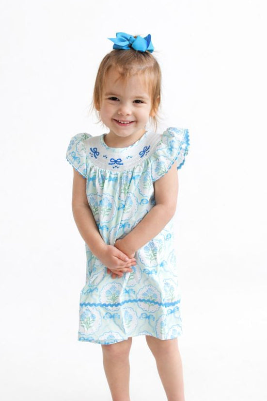 Hydrangea Smocked Girls Dress