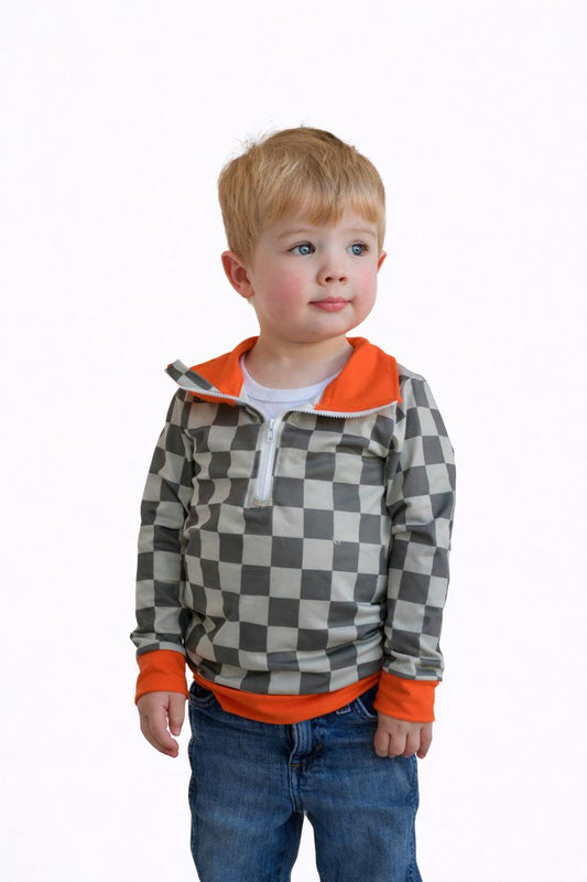 Olive Checkered Quarter Zip by Two Can