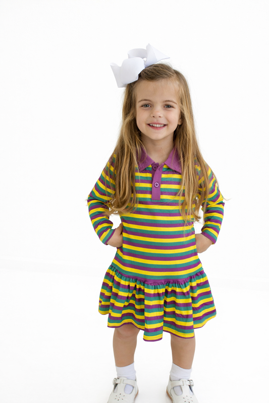 Mardi Stripes Collared Dress