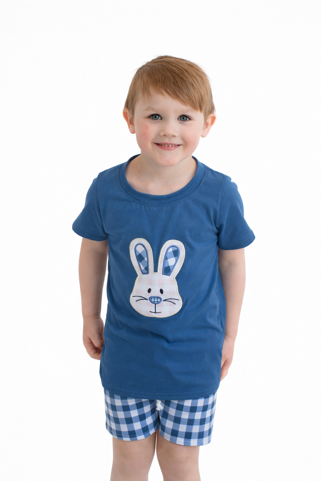Gingham Bunny Boy Set-embroidery