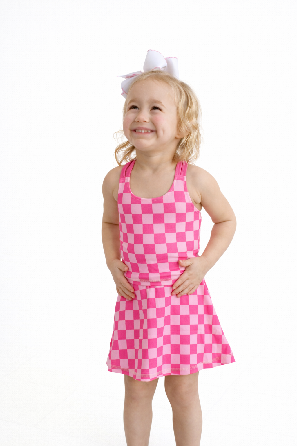 Lt.pink & fuchsia checkered Athletic Wear