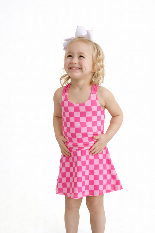 Lt.pink & fuchsia checkered Athletic Wear