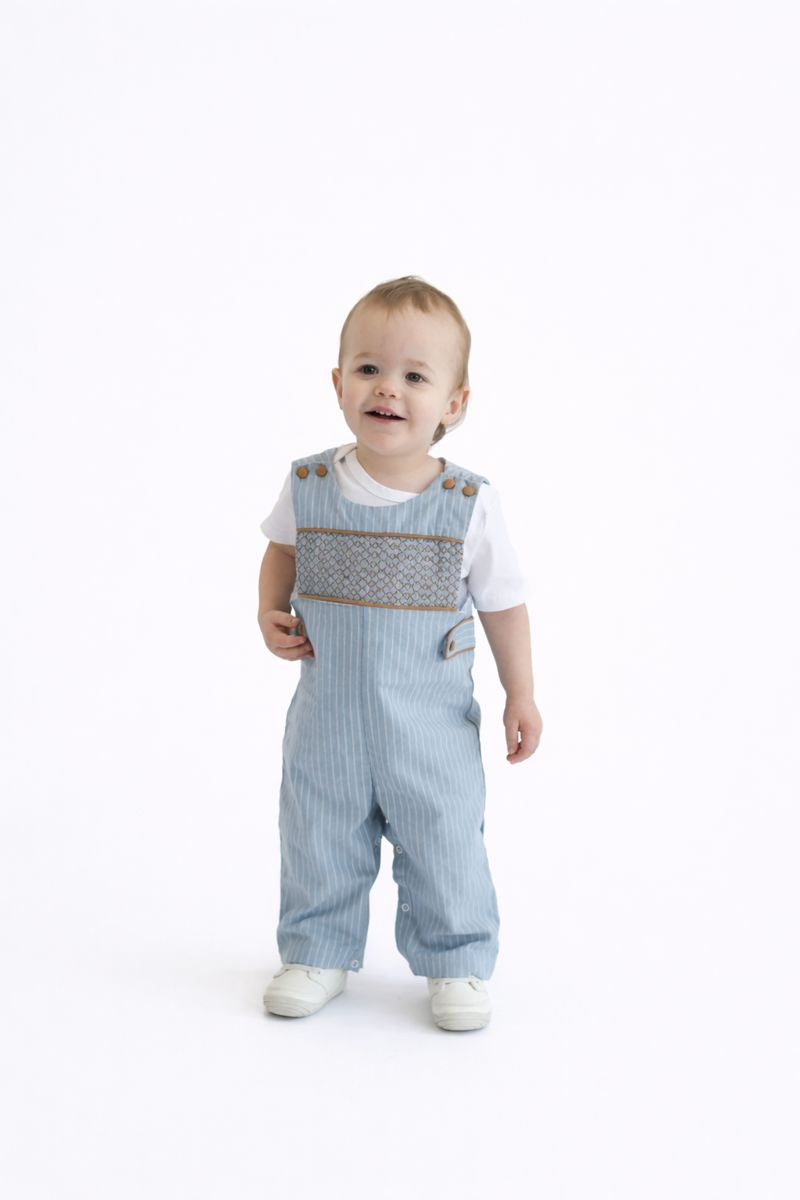 Blue Pinstripe Brown Smocked Jon Jons