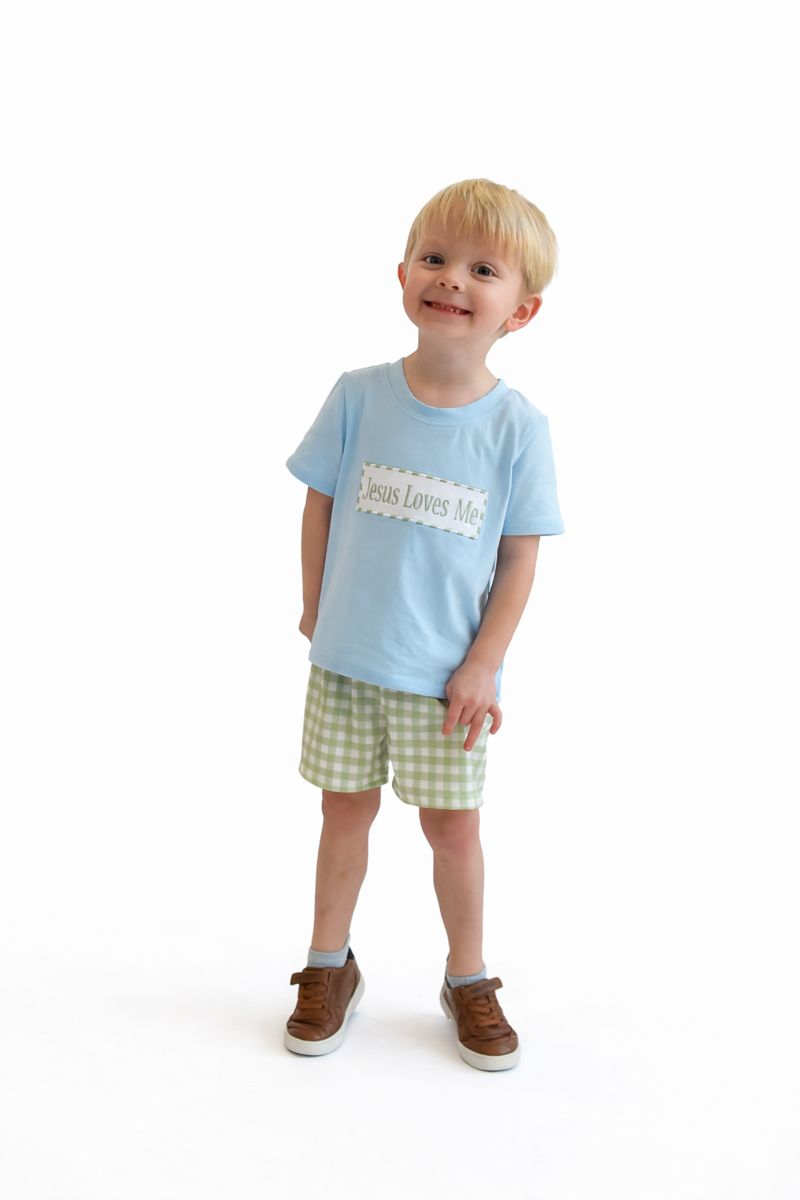 Jesus Loves Me Boy Shorts Set