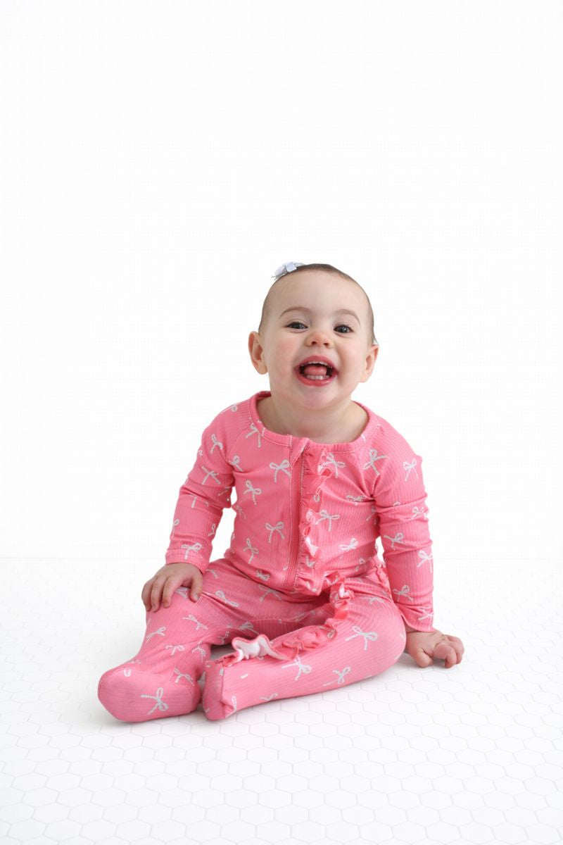 Sweetheart Bows Zip-Up Sleeper