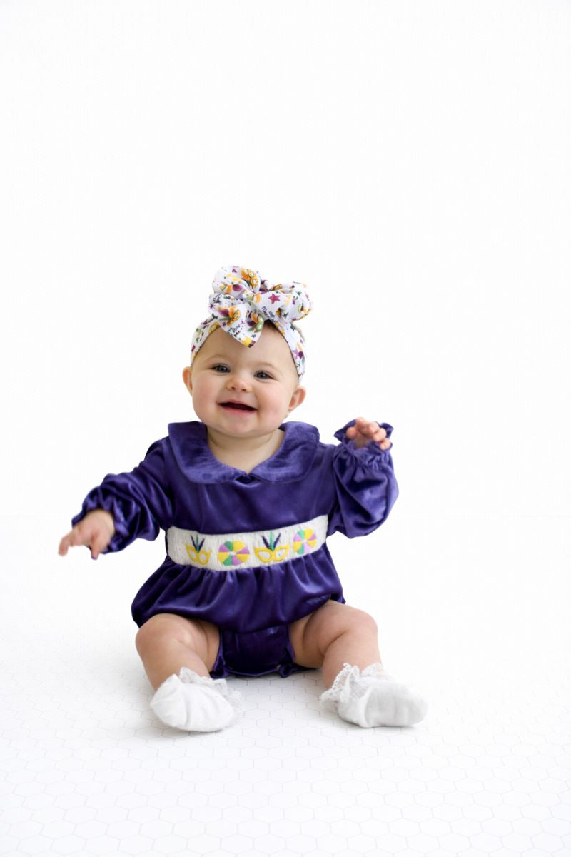 Velvet Mardi Gras Romper