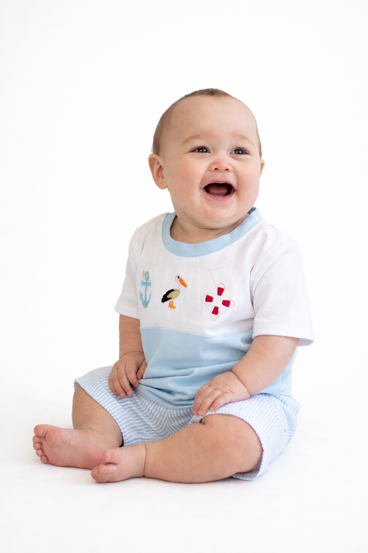 Blue Nautical Trio Boy Set