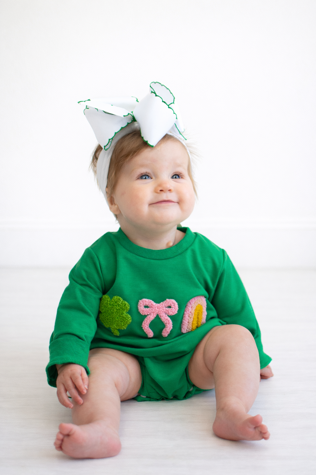 Clover, Bow, Rainbow Romper