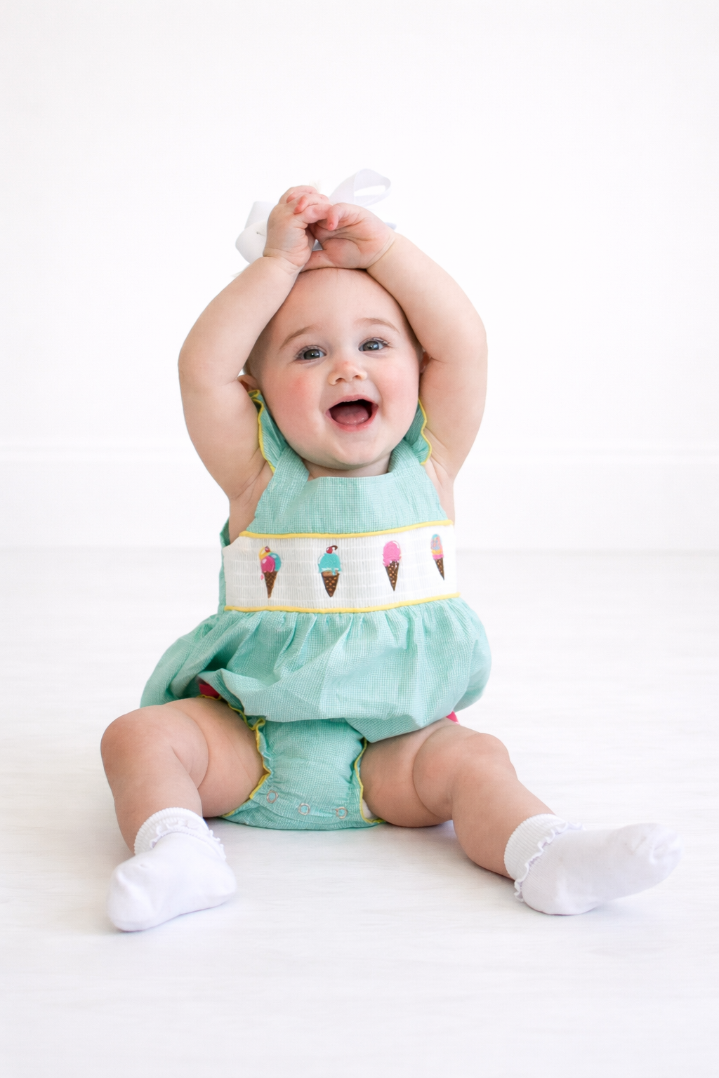 Ice Cream Embroidered Romper