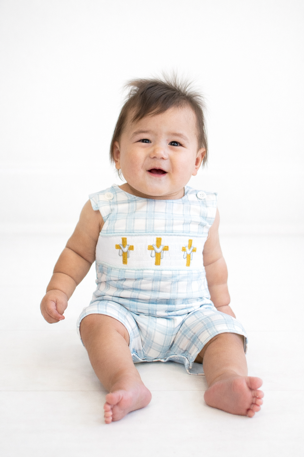 Blue Cross Smocked Plaid JonJon