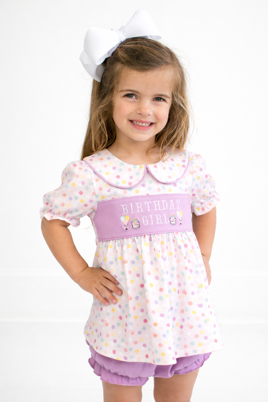 Purple Birthday Embroidery Bloomer Set