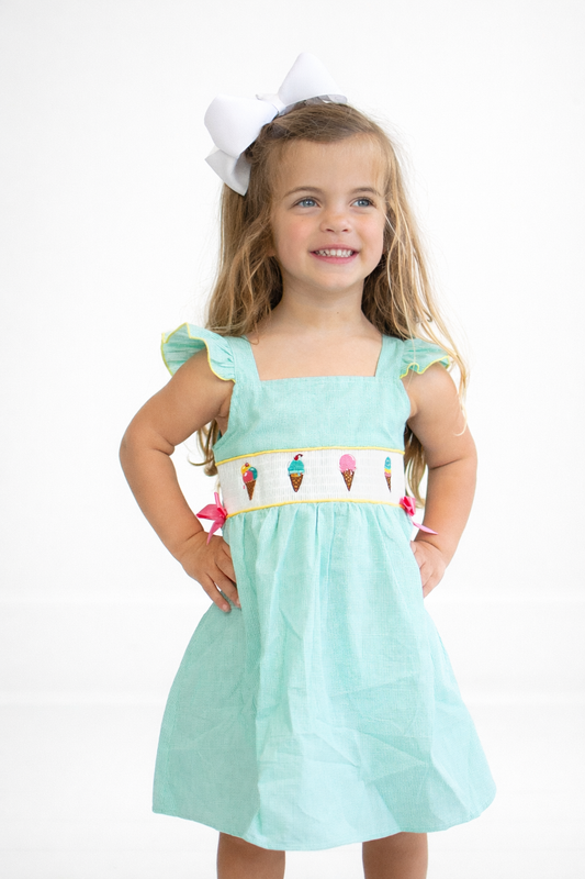 Ice Cream Embroidered Girl Dress