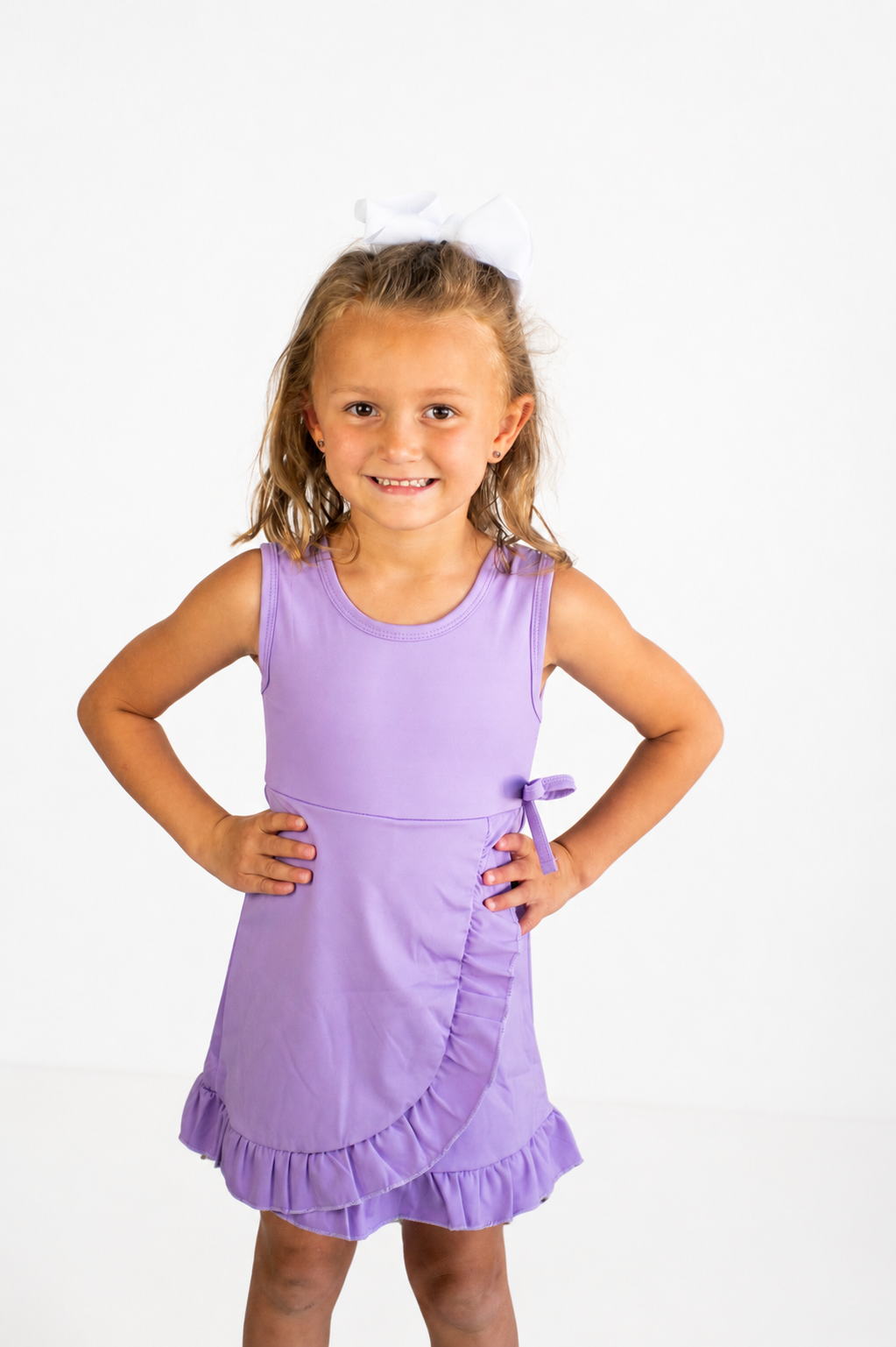 Purple Sleeveless Ruffle Activewear Dress