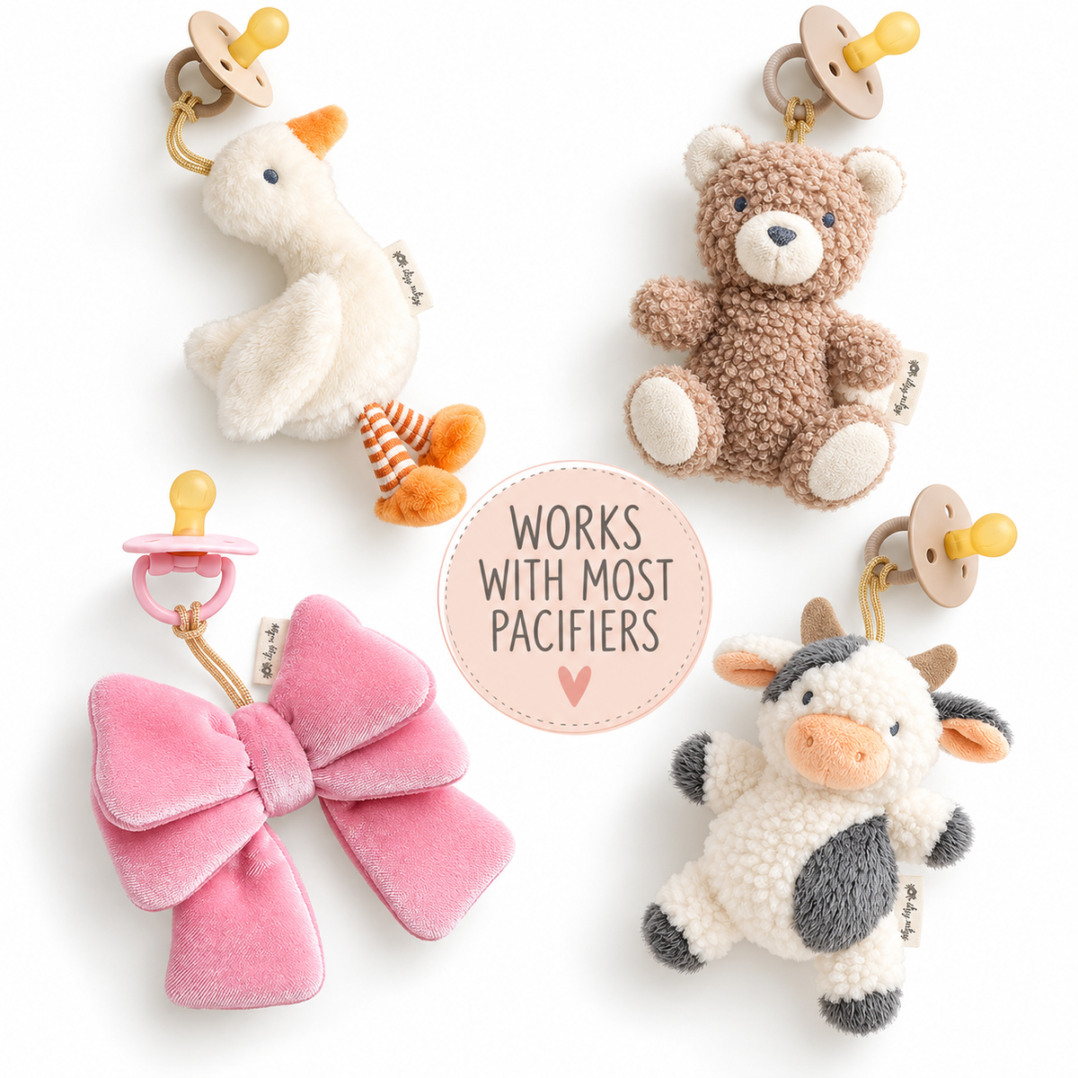 *FOUR OPTIONS* Bitzy Pal Natural Rubber Pacifier & Plush
