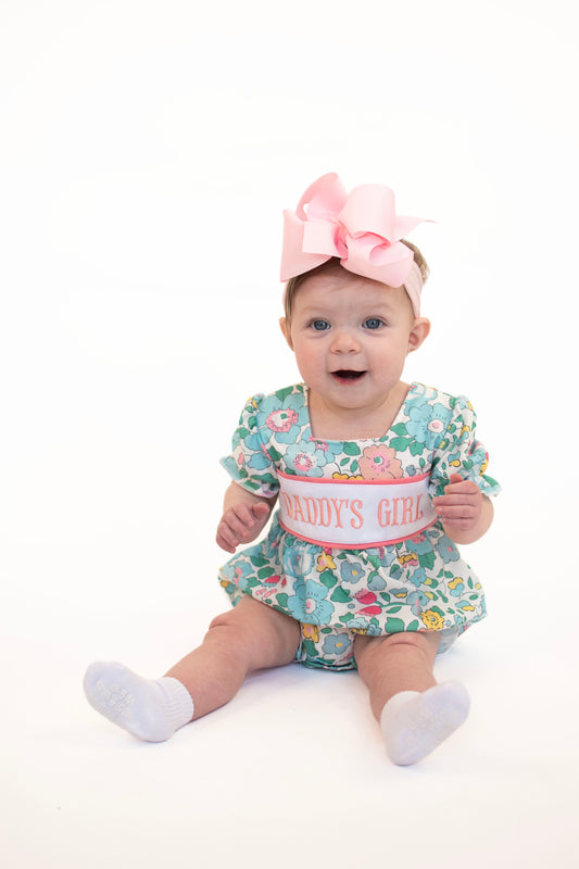 Daddy's Girl Floral embroidery girl bubble