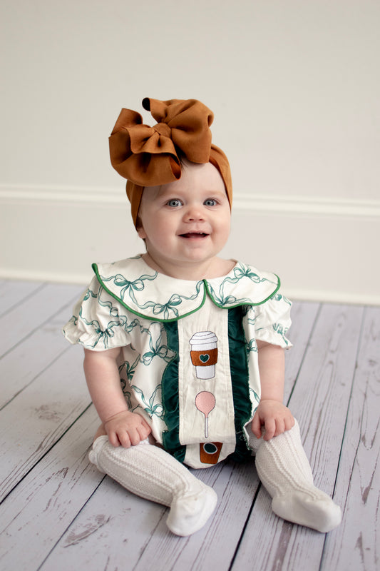 Coffee Smocked Romper