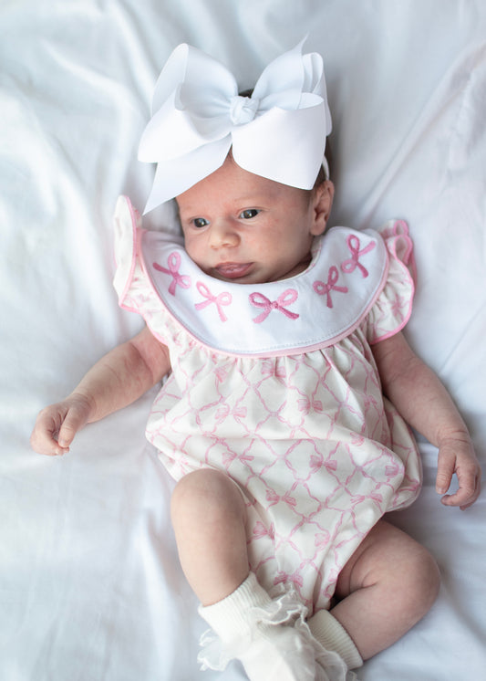 Petite Pink Bow Romper