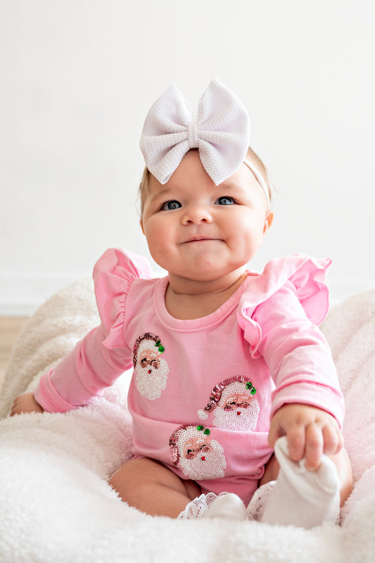 Pink Santa Sequin Romper