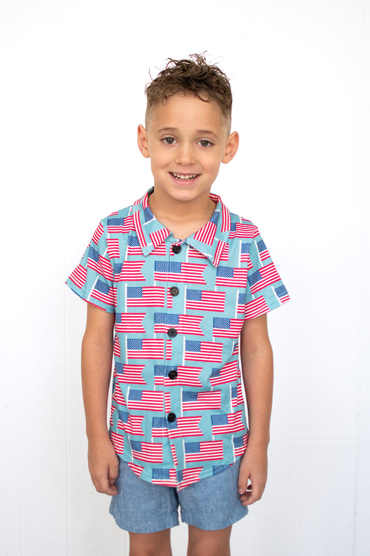 All American Flags Button Up by TwoCan