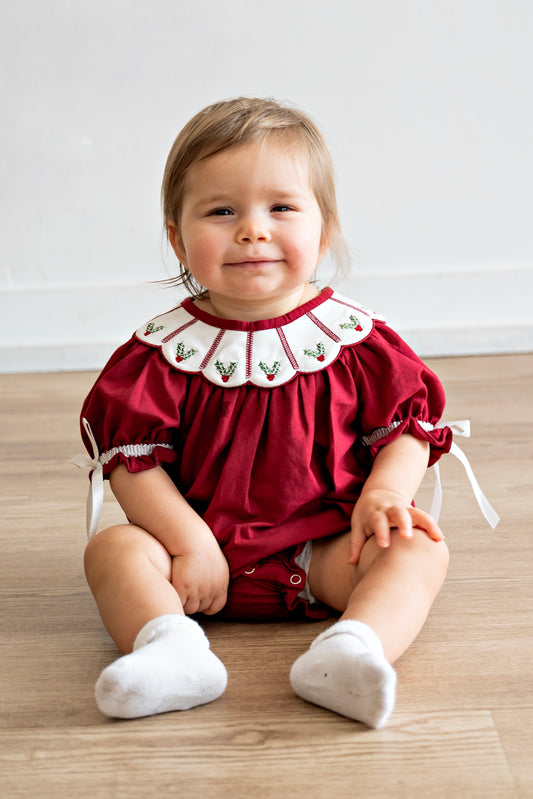 Christmas Holly Petals Romper
