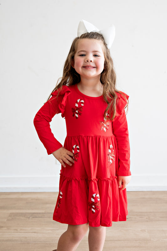 Red Candy Cane Sequin Dress