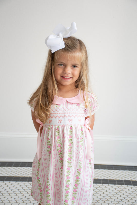 Rosebud RIbbons Smocked Dress