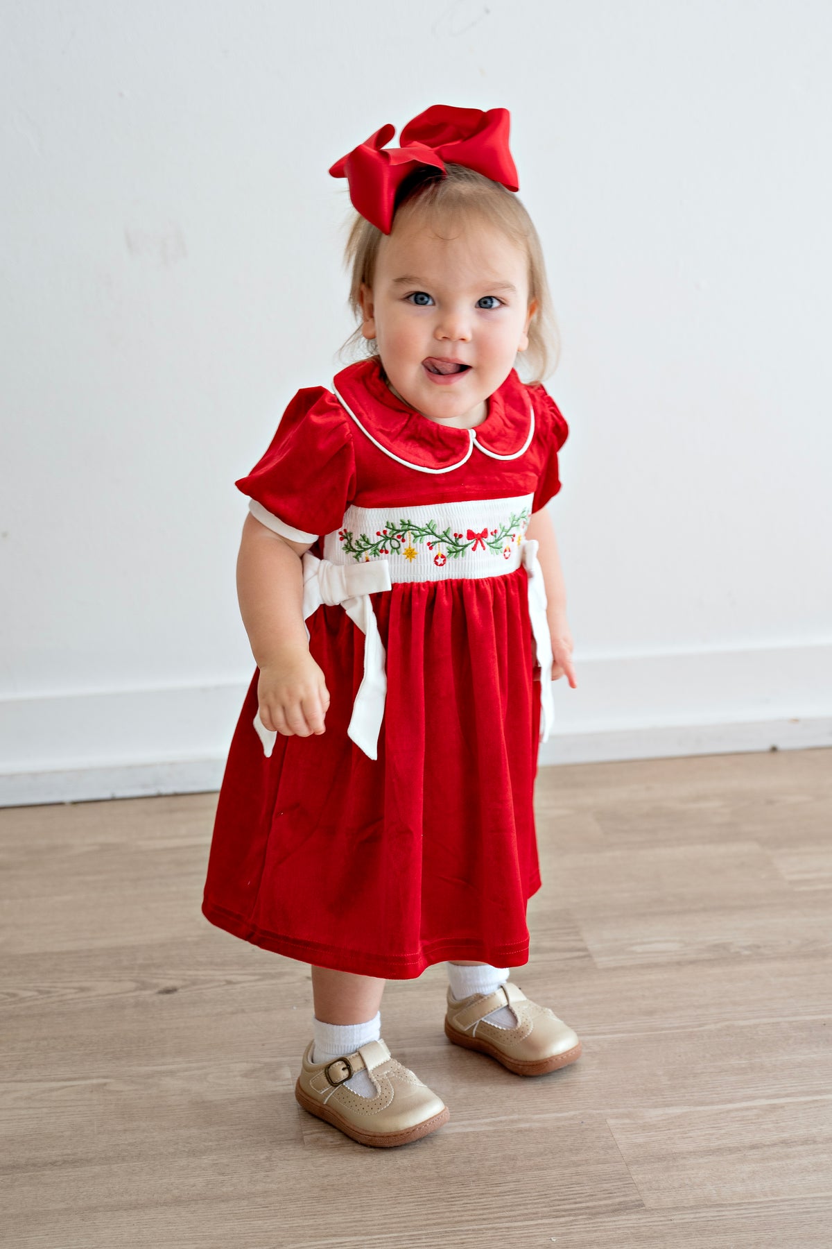 Christmas Bow Velvet Dress