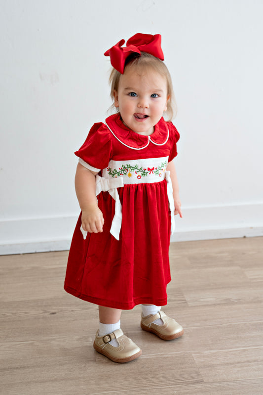 Christmas Bow Velvet Dress