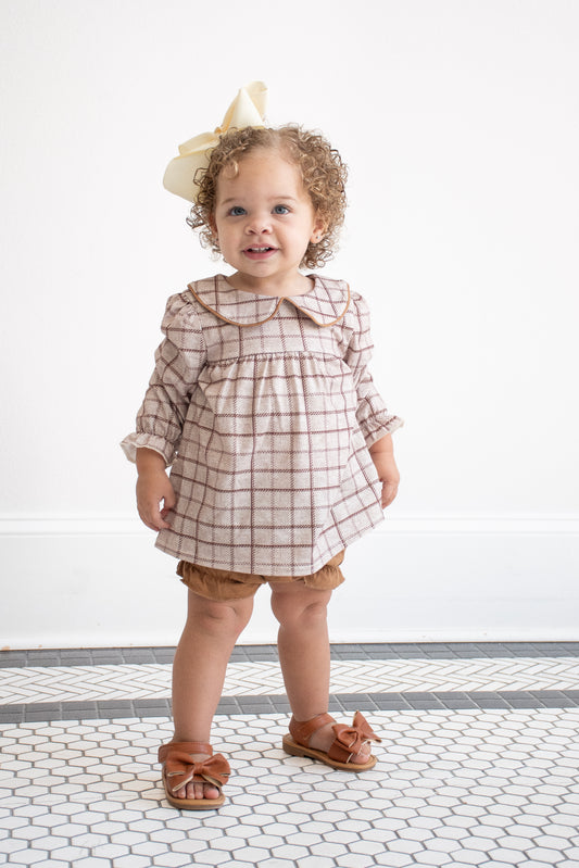Brown Plaid Fall Bloomer Set