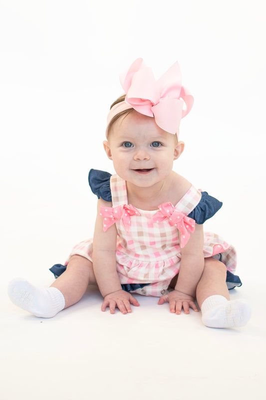 Pink Plaid Baseball Romper