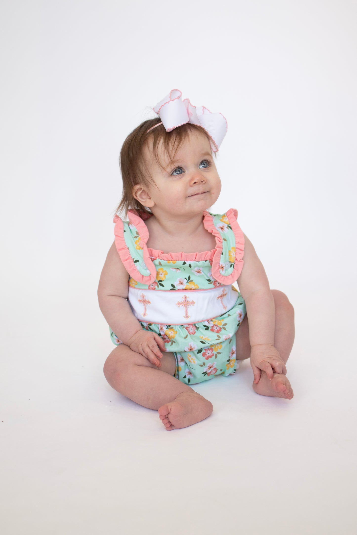 Blooming in His Grace Embroidered Romper