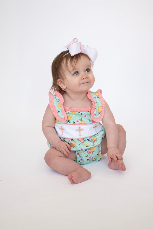 Blooming in His Grace Embroidered Romper