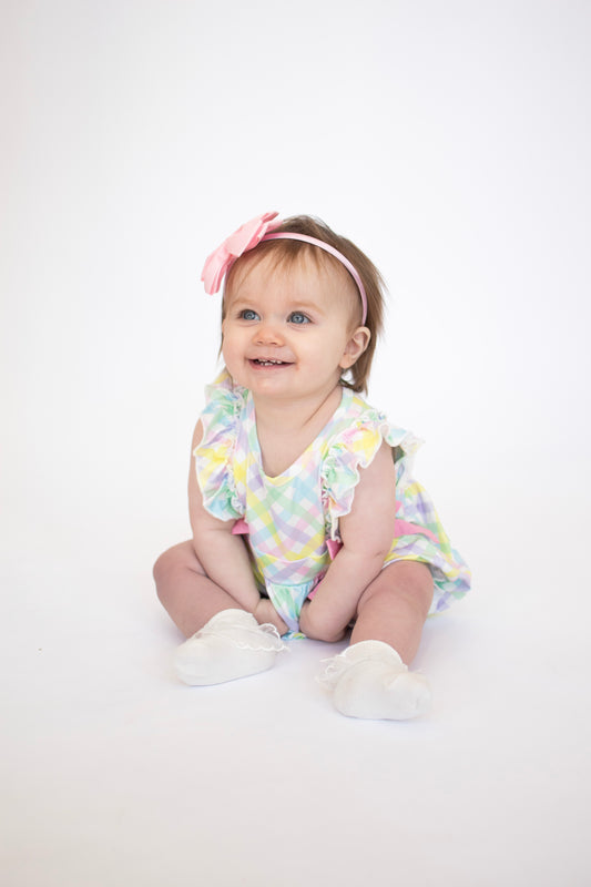 Pastel Plaid Flutter Romper