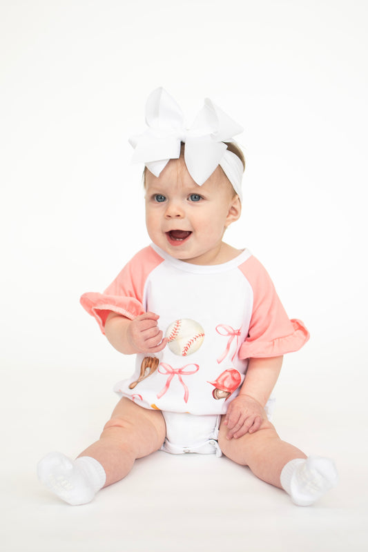 Pink baseball bow tie girl bubble