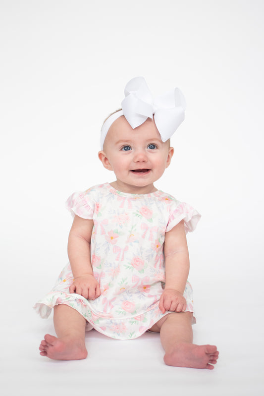 Pink Gingham Bow Set