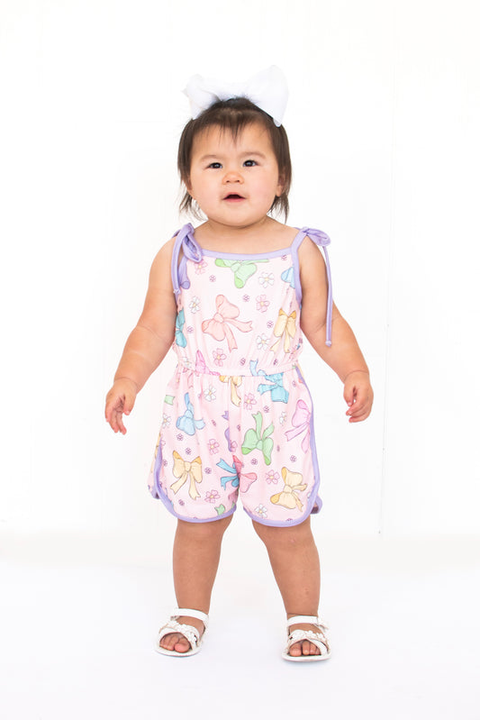 Purple Trim Bow Romper
