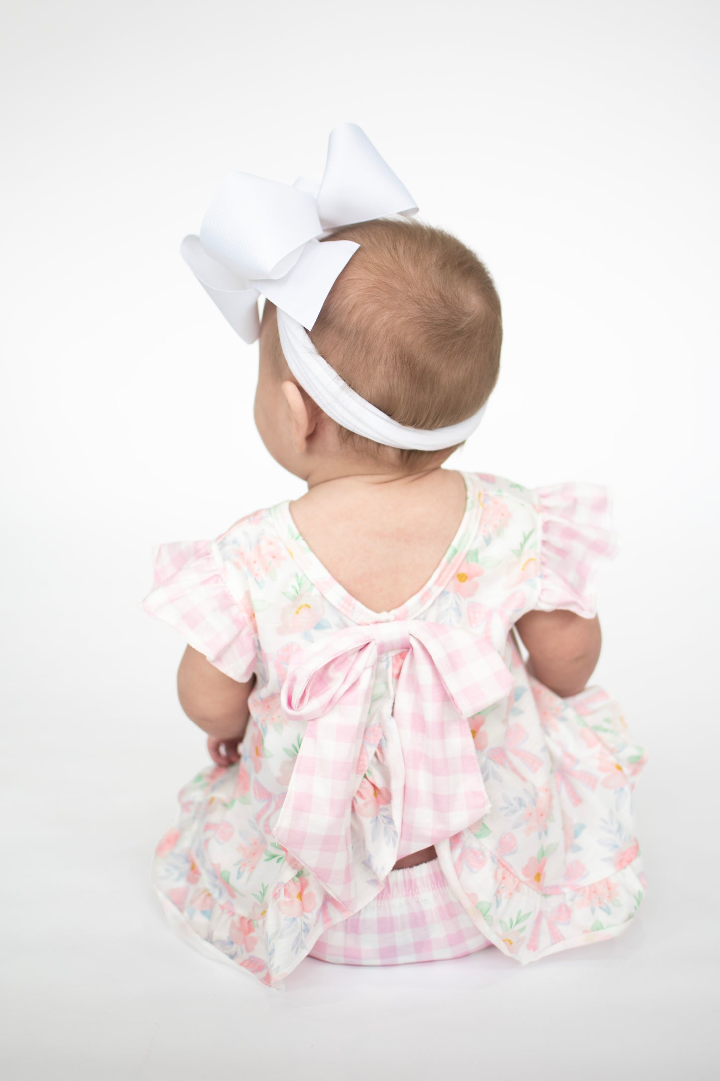 Pink Gingham Bow Set
