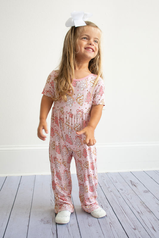 Pink Christmas Trees Bamboo Jumpsuit