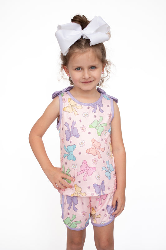 Purple Trim Bow Set