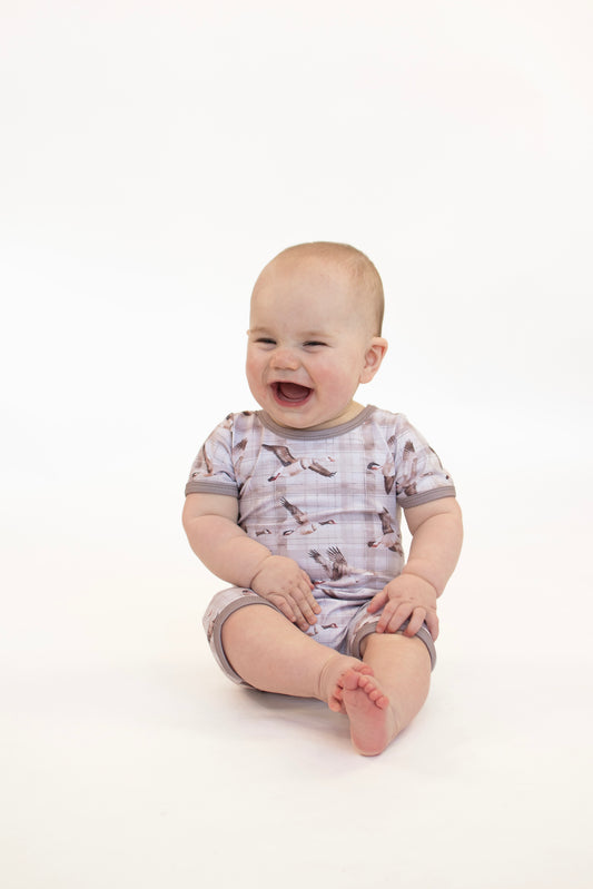 Plaid Mallard Boy Romper