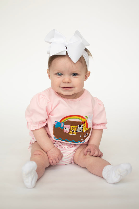 Pink Noah's Ark Applique Bloomer Set
