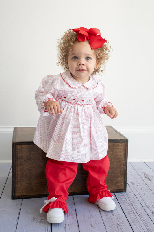 Top and Pant Set with Corded Smocking