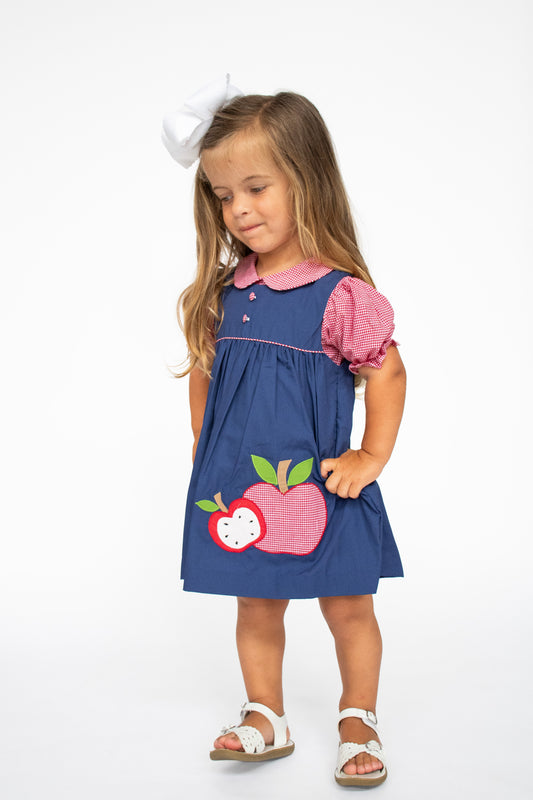 Apple Applique Jumper Dress