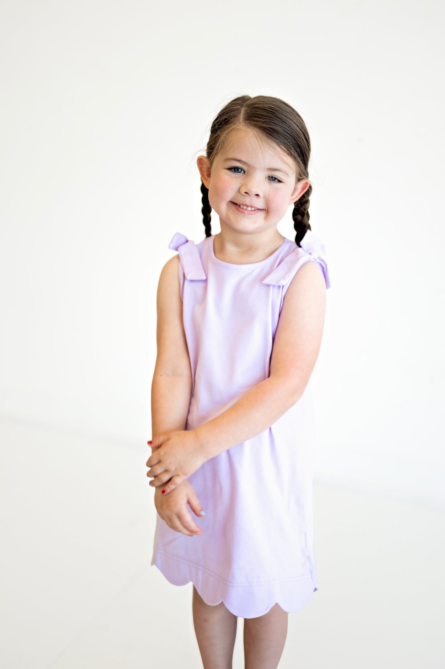 Purple Scalloped Bow Dress