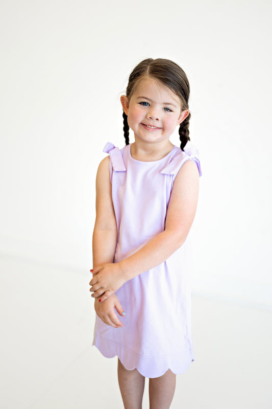 Purple Scalloped Bow Dress