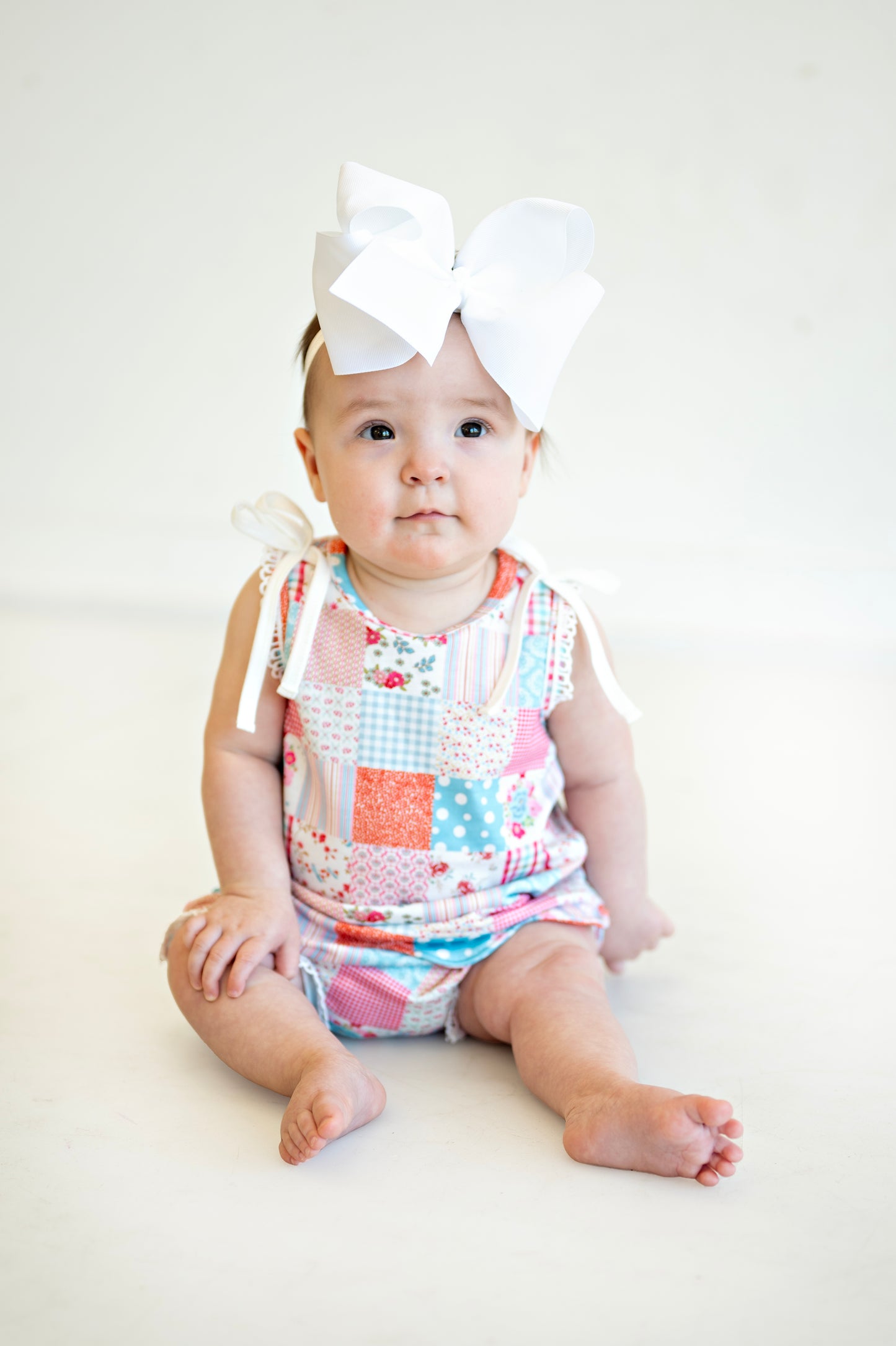 Pink floral patchwork scalloped bloomer set