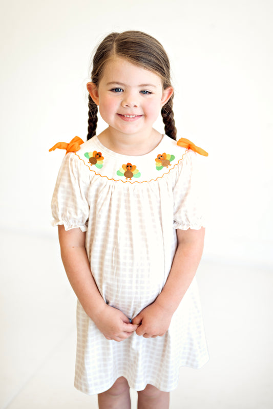 Turkeu Apricot Plaid Dress