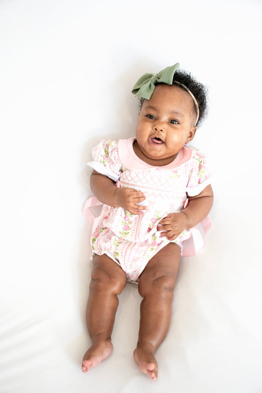 Rosebud Ribbons Smocked Romper